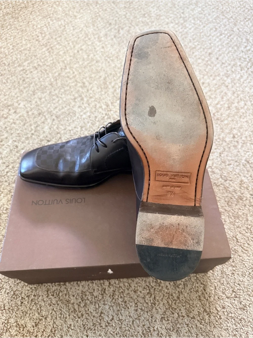 Louis Vuitton Men's Dark Brown Leather Oxford Shoes